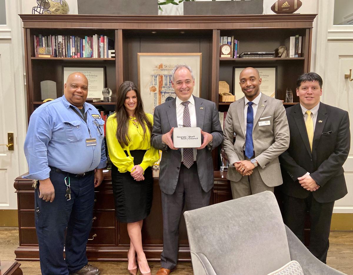 Staff Council members with the Georgia Tech president, photo