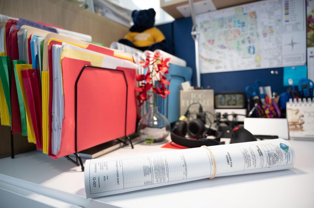 A staff member's desk