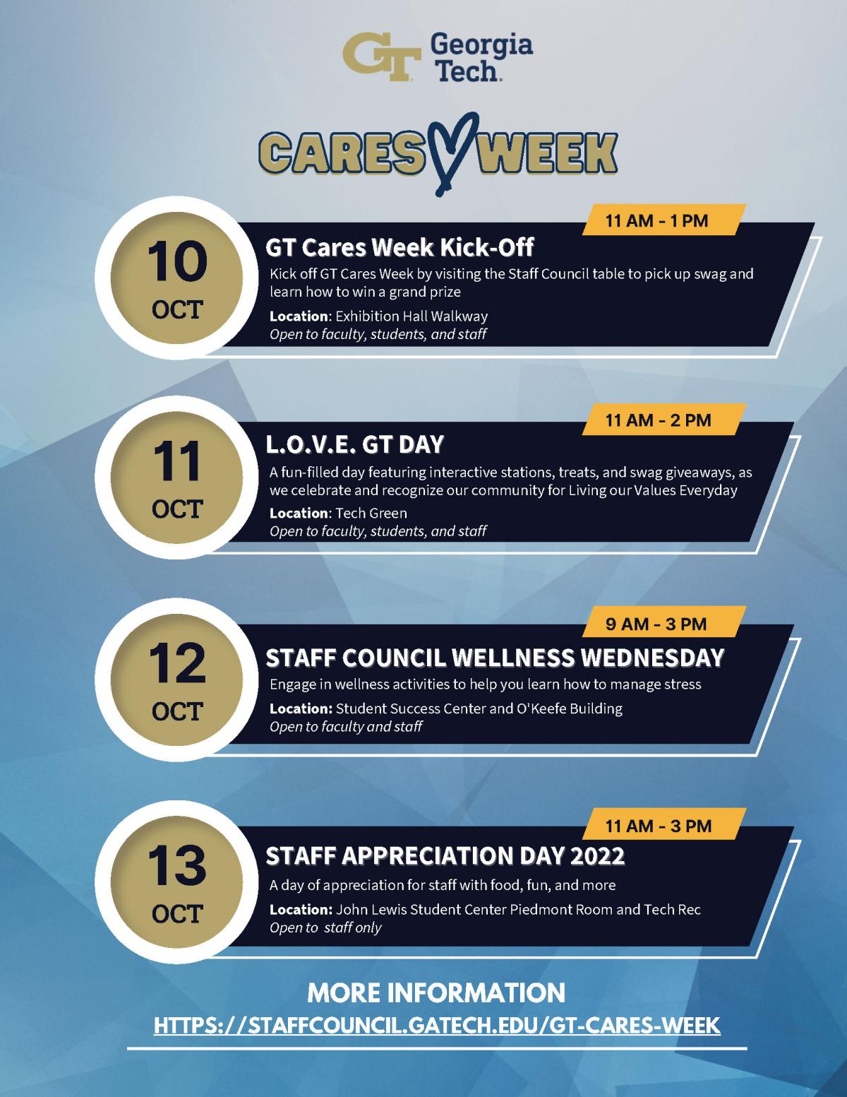 GT Cares Week Schedule