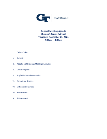 Staff Council Agenda November 2024